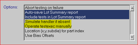 Figure 5: Test Exec Options (disabled)